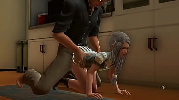 Bonita jovencita hentai en falda corta teniendo sexo con un hombre mayor en un video de juego hentai xxx caliente