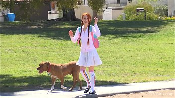 Dolly Little outdoor masturbating