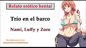 One Piece, relato hentai. Ellos est&aacute;n perdidos en el mar y acaban haciendo…