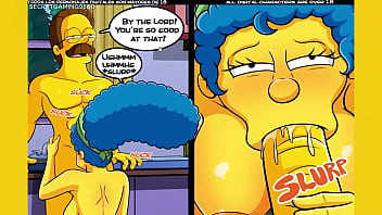 Parodia de Ned Marge – Esposa infiel le chupa la polla al vecino en la cocina, Marido cornudo se folla a la esposa del vecino – Anime hentai porno
