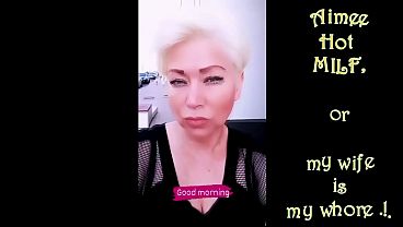 Madura con medias rojas mamando polla delante de la cámara